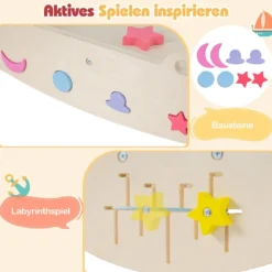 3er Set Klettergerüst mit Rutsche & Kletterbogen & Baustein Set Klappabres Kletterdreieck Mehrfarbig
