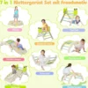 3er Set Klettergerüst mit Rutsche & Kletterbogen & Doppelseitige Rampe Kletterdreieck Grün