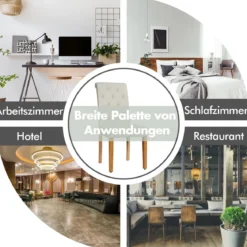 2er-Set Knopfgetuftete Esszimmerstühle gepolsterte Stoffstühle mit Gummibaumholzbeinen Beige
