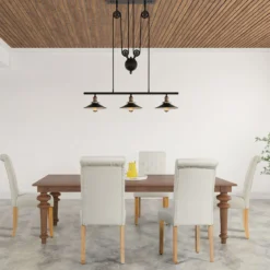 2er-Set Knopfgetuftete Esszimmerstühle gepolsterte Stoffstühle mit Gummibaumholzbeinen Beige