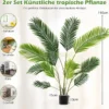 2er Set Künstliche Areca Palme 140 cm Kunstpflanze im Topf Kunstpalme mit Blättern Grün