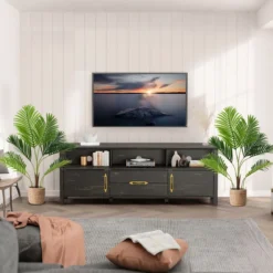 2er Set Künstliche Areca Palme 90 cm Kunstpflanze im Topf Kunstpalme mit Blättern Grün