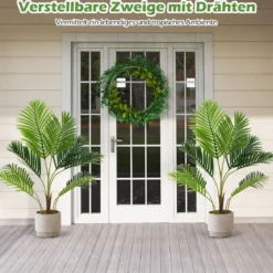 2er Set Künstliche Areca Palme 90 cm Kunstpflanze im Topf Kunstpalme mit Blättern Grün