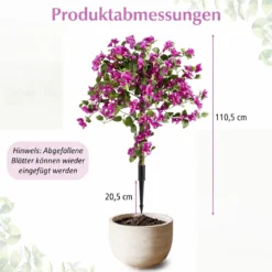 2er Set Künstliche Blumen mit Erdspieß Künstliche Bougainvillea für Veranda & Garten