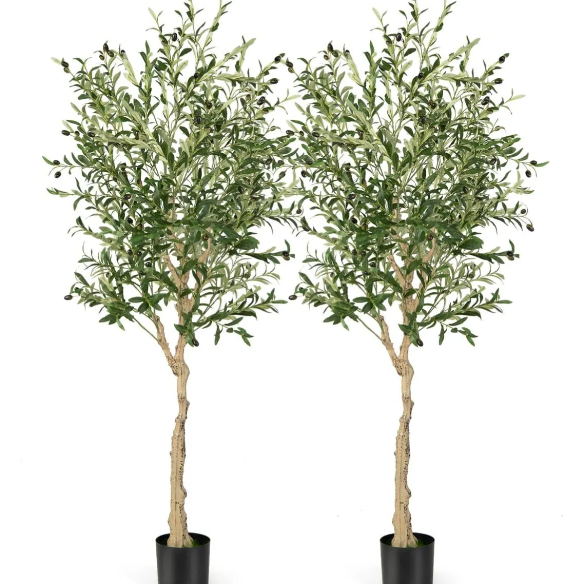1/2er Set Künstliche Olivenbäume mit 1296 Blättern & 72 Früchten Olivenpflanzen 182 cm