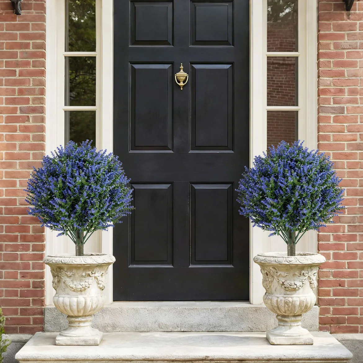 2er Set Künstliche Pflanze Lavendel mit Erdspieß & Immergrünen Blättern & Stämmen Dekopflanze