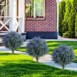 2er Set Künstliche Pflanze Lavendel mit Erdspieß & Immergrünen Blättern & Stämmen Dekopflanze