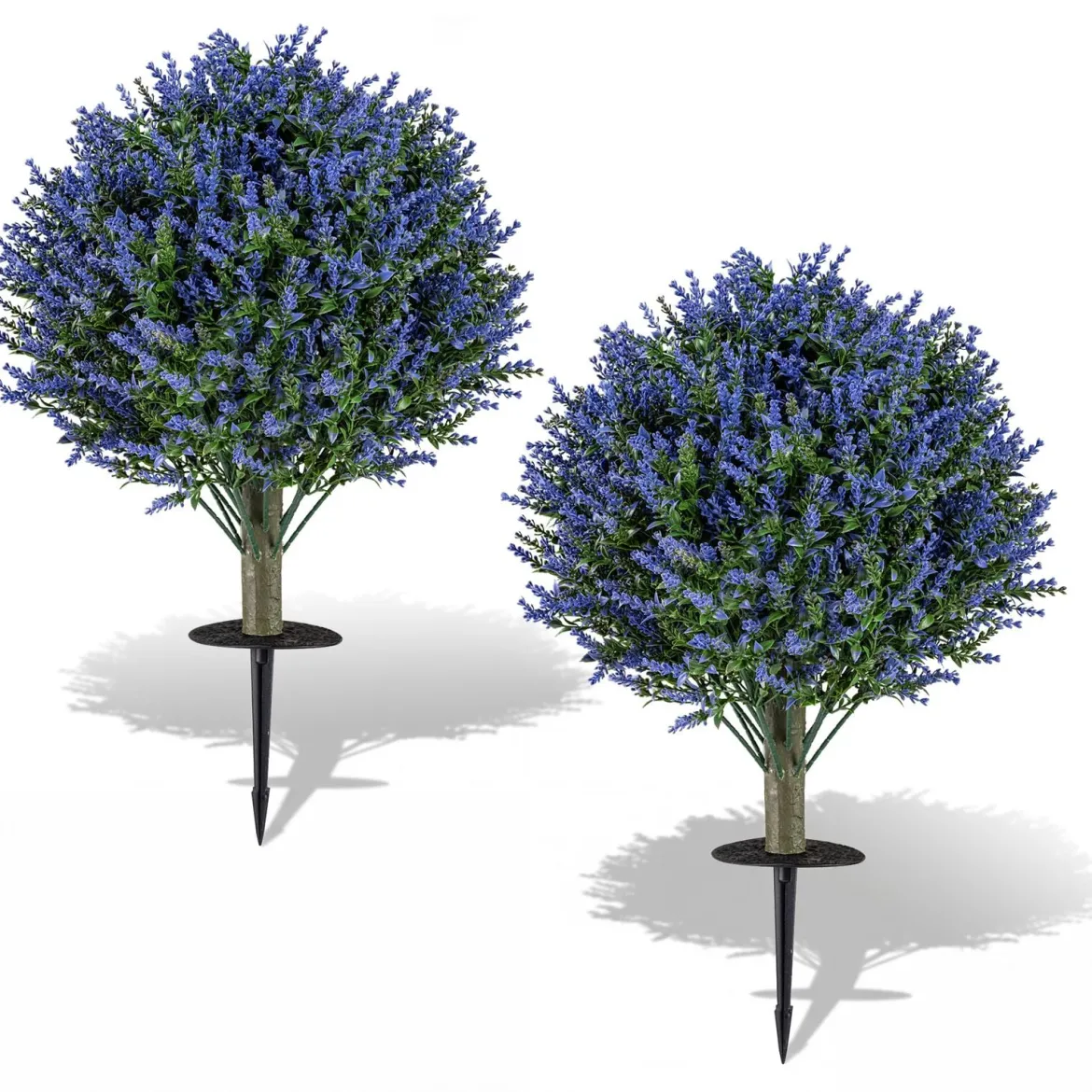 2er Set Künstliche Pflanze Lavendel mit Erdspieß & Immergrünen Blättern & Stämmen Dekopflanze
