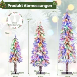 3er Set Künstlicher Weihnachtsbaum mit Beleuchtung & Schnee Christbaum 90 / 120 / 150 cm