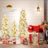 3er Set Künstliche Weihnachtsbäume 90 cm 120 cm 150 cm mit Beleuchtung schneebestäubte Zweigspitzen Grün