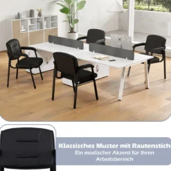 2er Set Konferenzstühle mit Gepolsterten Armlehnen & Metallrahmen Besucherstühle Schwarz