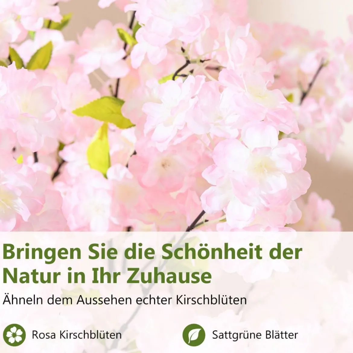 2er Set Kunstbaum mit Blüten 150 cm Kunstpflanze im Topf künstlicher Kirschblütenbaum Rosa