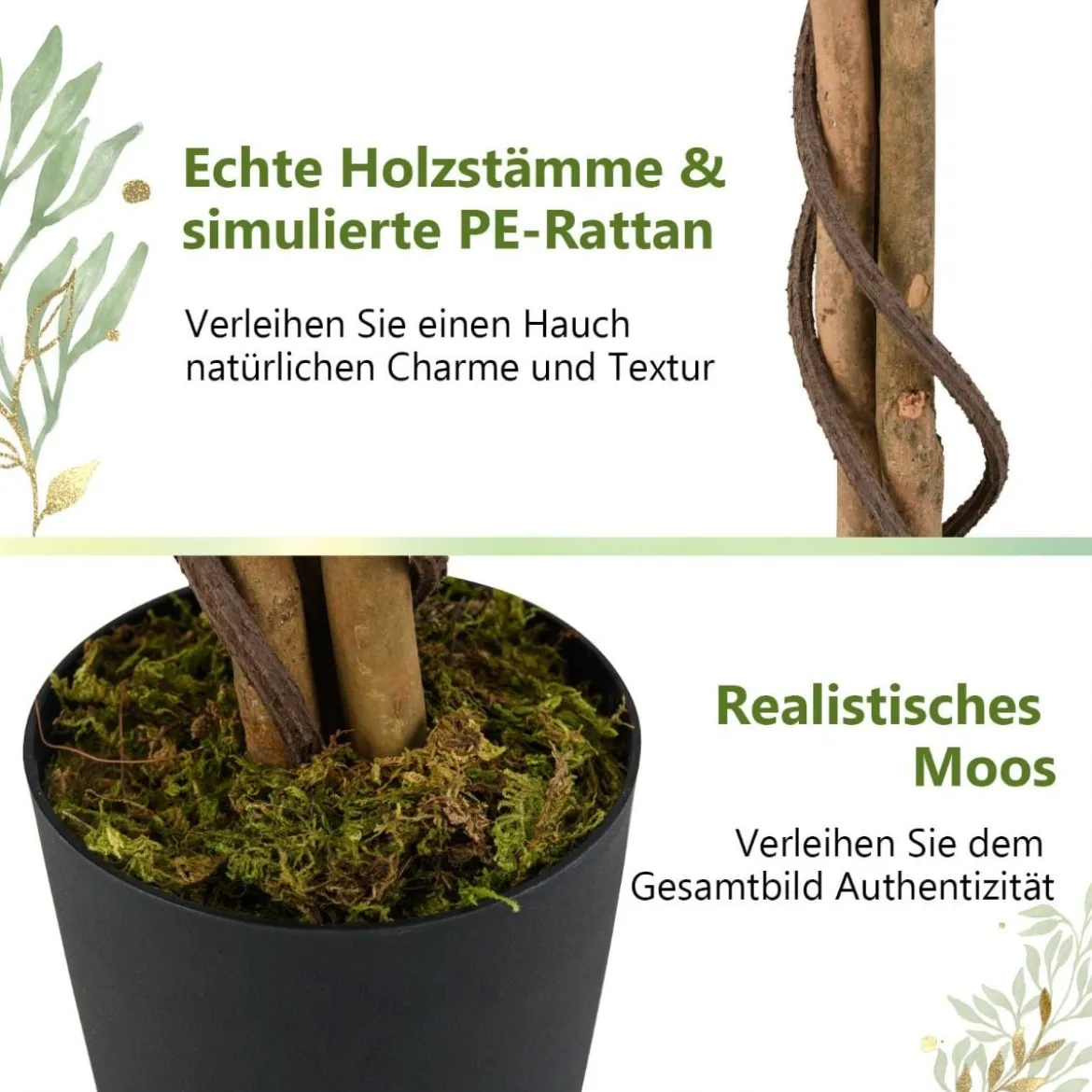 2er Set Kunstbaum mit Blüten 150 cm Kunstpflanze im Topf künstlicher Kirschblütenbaum Rosa