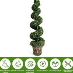 2er Set Kunstpflanze 120cm Künstlicher Spiralbaum Zimmerpflanze Im Blumentopf Dekopflanze