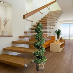 2er Set Kunstpflanze 120cm Künstlicher Spiralbaum Zimmerpflanze Im Blumentopf Dekopflanze
