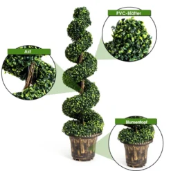 2er Set Kunstpflanze 120cm Künstlicher Spiralbaum Zimmerpflanze Im Blumentopf Dekopflanze