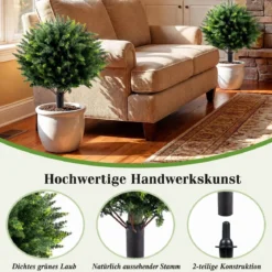 2er Set Kunstpflanzen mit Erdspieß 70 cm Künstliche Zypresse aus PE Immergrüne Künstliche Pflanzen