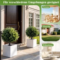 2er Set Kunstpflanzen mit Erdspieß 70 cm Künstliche Zypresse aus PE Immergrüne Künstliche Pflanzen