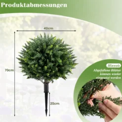 2er Set Kunstpflanzen mit Erdspieß 70 cm Künstliche Zypresse aus PE Immergrüne Künstliche Pflanzen