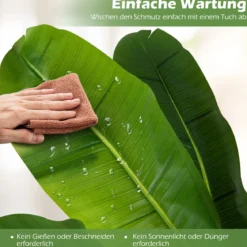 2er Set Kunstpflanze Tropische Palme 107 cm Künstliche Paradiesvogel Pflanze Grün