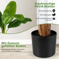 2er Set Kunstpflanze Tropische Palme 107 cm Künstliche Paradiesvogel Pflanze Grün