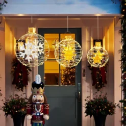 3er Set LED Dekokugel LED Kugeln zum Hinhängen & Hinstellen Leuchtkugel Deko Kugeln