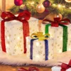 3er Set LED Geschenkboxen mit Schleife & 48 Warmweiß LEDs & Timer Wasserdichte Weihnachtsdeko