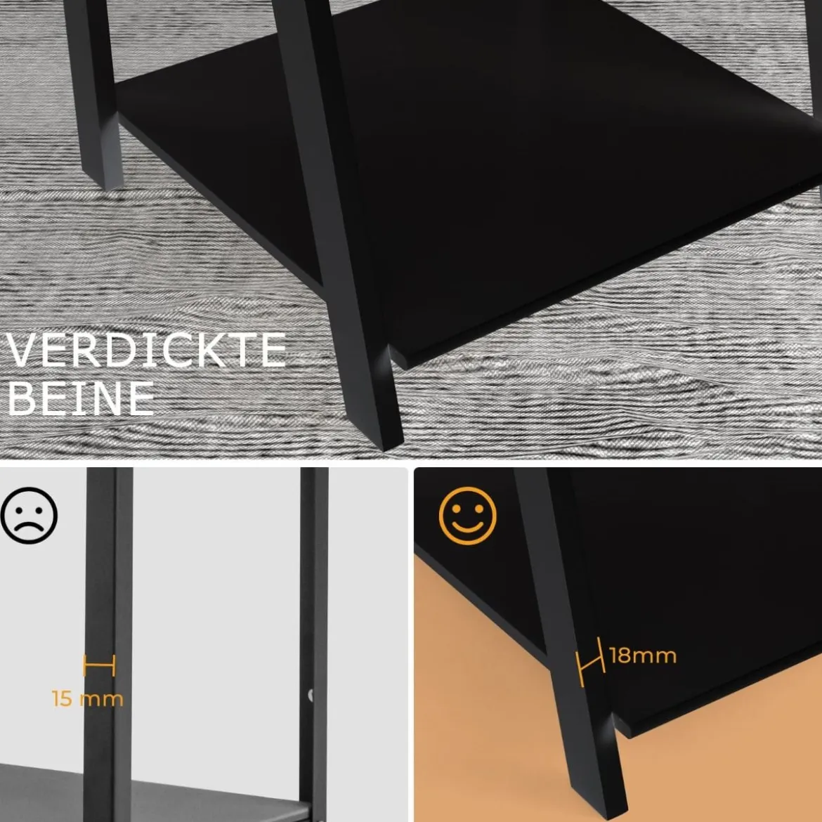 2er Set Leiterregal 4-stufig Bücherregal aus Holz Standregal Treppenregal Eckregal Schwarz