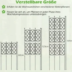 3er-Set Metall Garten Rankgitter mit zum Stecken Freistehende Rankhilfe Gartenzaun Rankhilfe