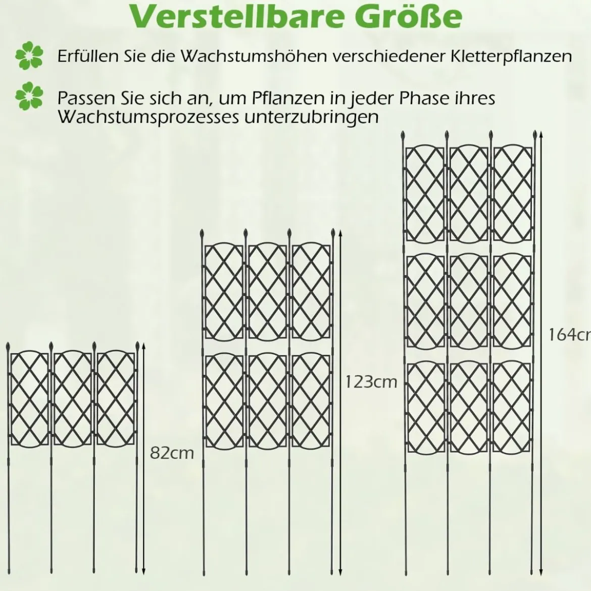 3er-Set Metall Garten Rankgitter mit zum Stecken Freistehende Rankhilfe Gartenzaun Rankhilfe
