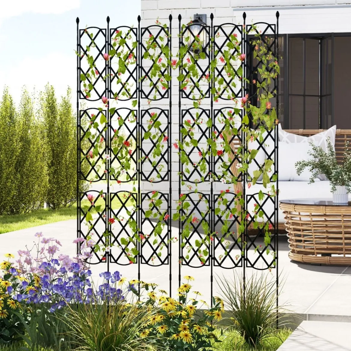 3er-Set Metall Garten Rankgitter mit zum Stecken Freistehende Rankhilfe Gartenzaun Rankhilfe