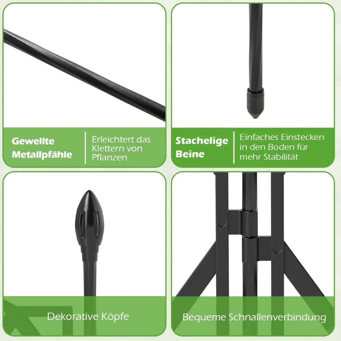3er-Set Metall Garten Rankgitter mit zum Stecken Freistehende Rankhilfe Gartenzaun Rankhilfe