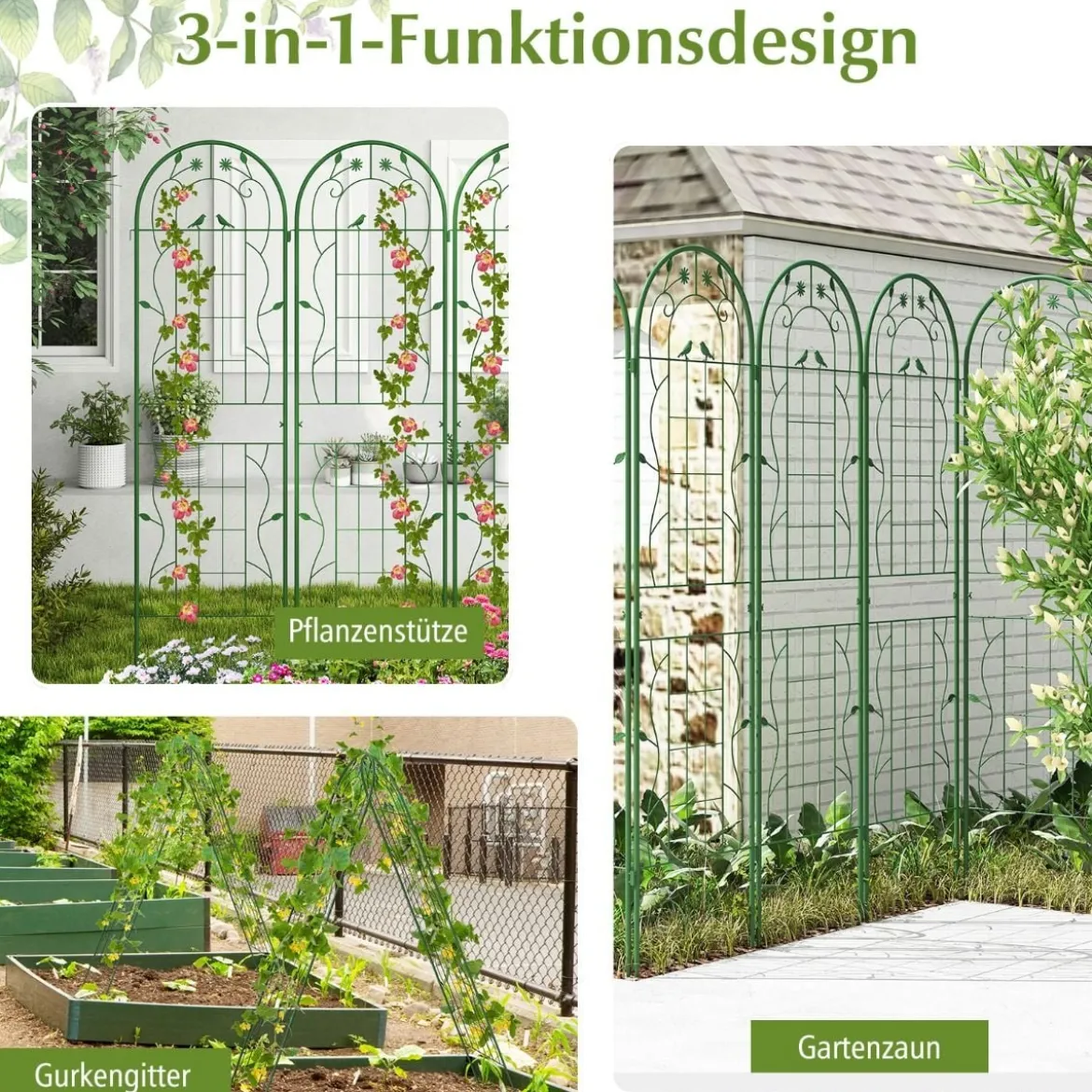 2er Set Metall Rankgitter Dekorativer Gartenzaun Freistehende Rankhilfe 180 x 50 cm