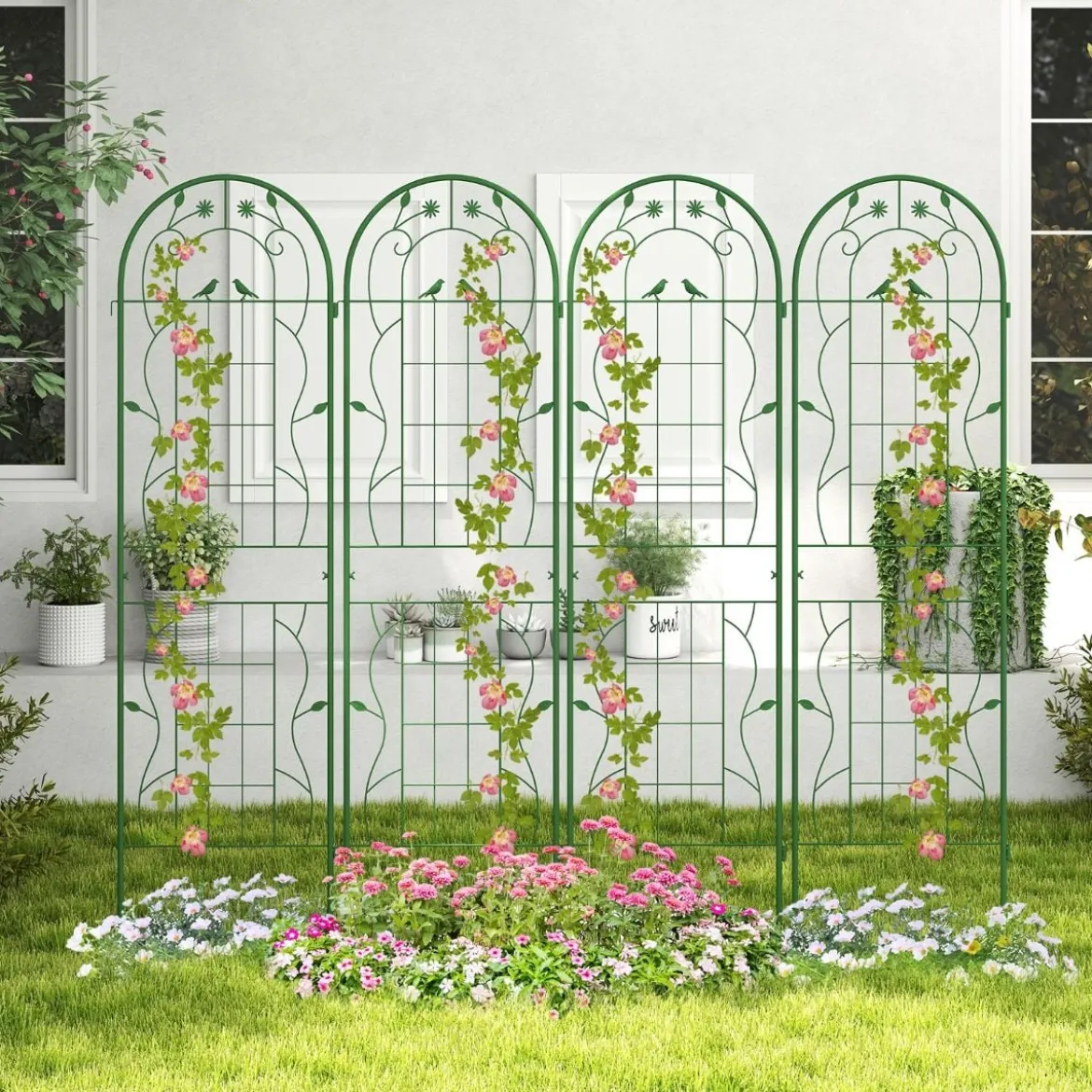 2er Set Metall Rankgitter Dekorativer Gartenzaun Freistehende Rankhilfe 180 x 50 cm