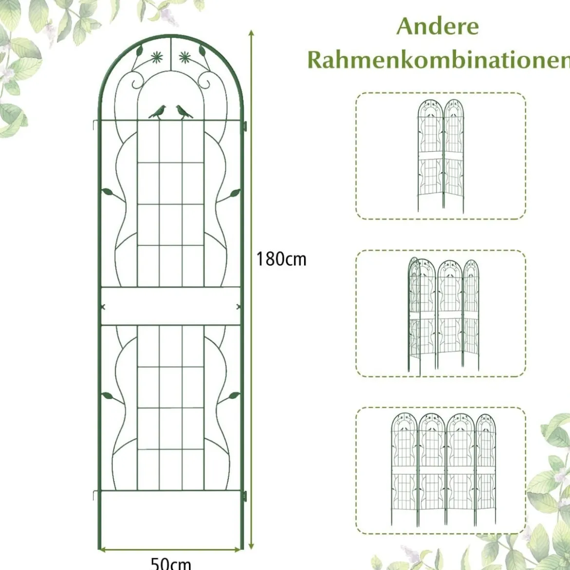 2er Set Metall Rankgitter Dekorativer Gartenzaun Freistehende Rankhilfe 180 x 50 cm