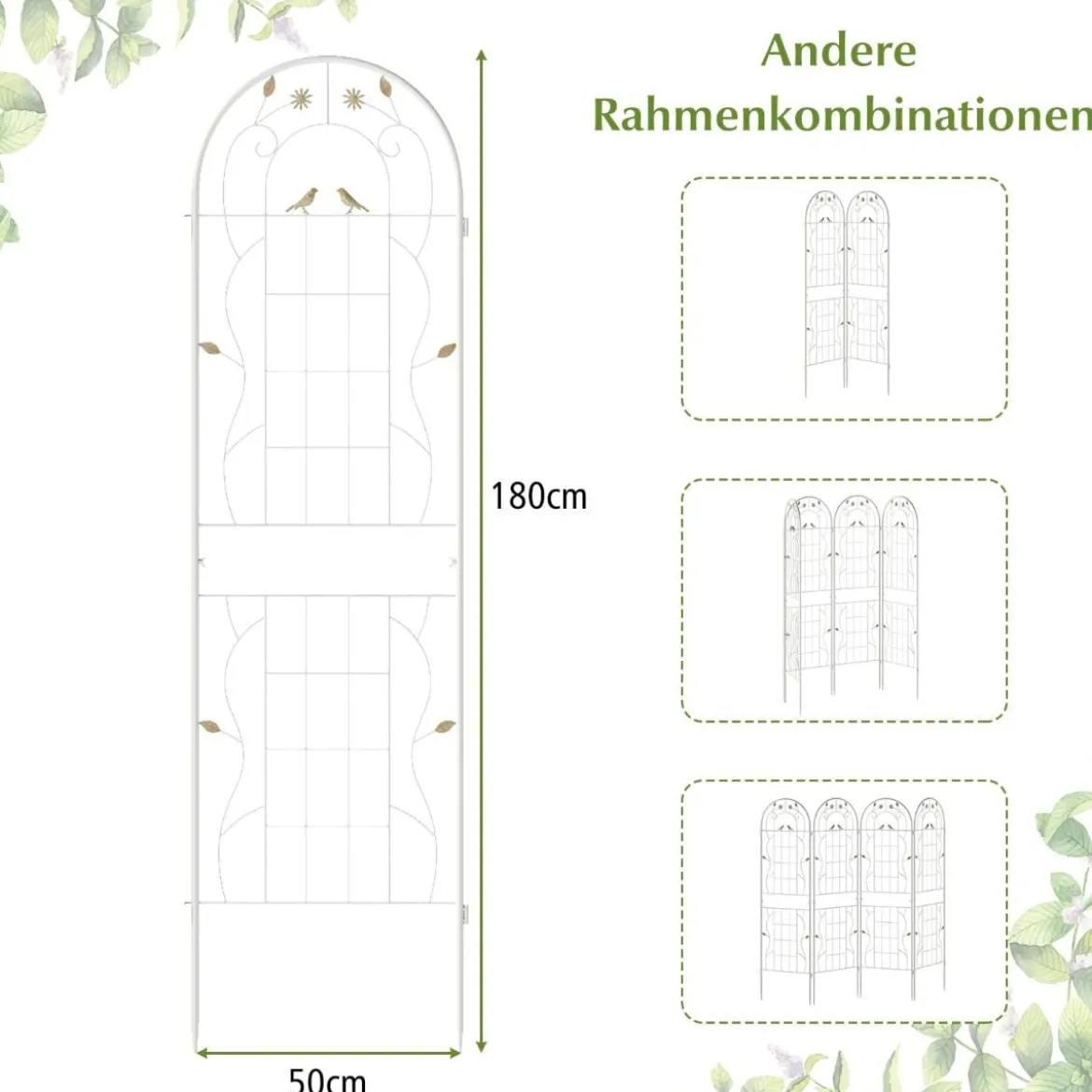 2er Set Metall Rankgitter Dekorativer Gartenzaun Freistehende Rankhilfe 180 x 50 cm