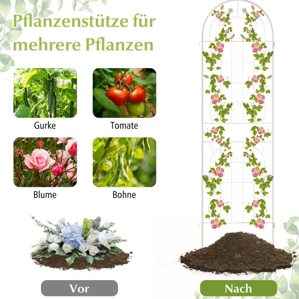 2er Set Metall Rankgitter Dekorativer Gartenzaun Freistehende Rankhilfe 180 x 50 cm