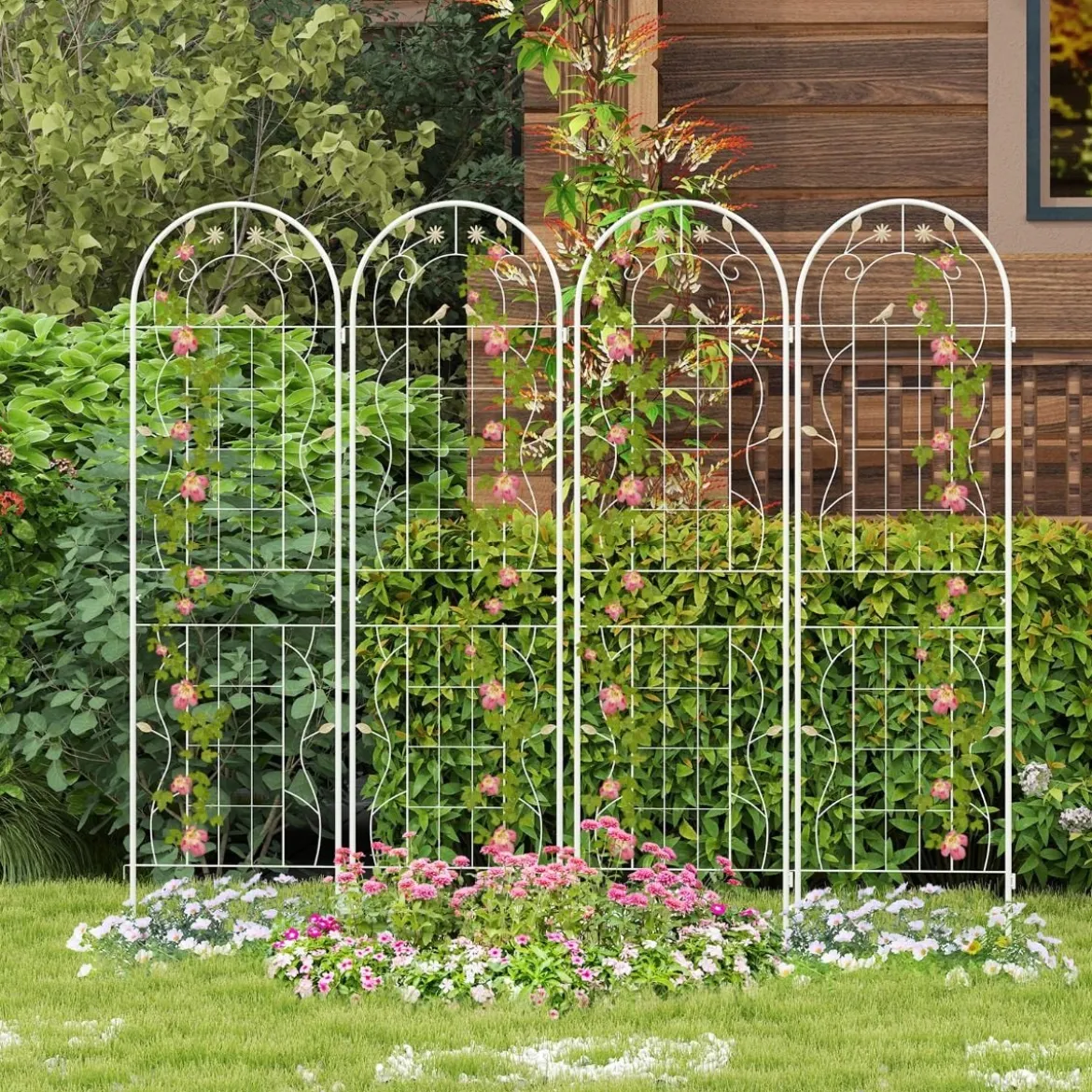 2er Set Metall Rankgitter Dekorativer Gartenzaun Freistehende Rankhilfe 180 x 50 cm