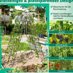 2er Set Metall Rankgitter Freistehender Gartenzaun zum Stecken Spalier 180 x 50 cm Schwarz