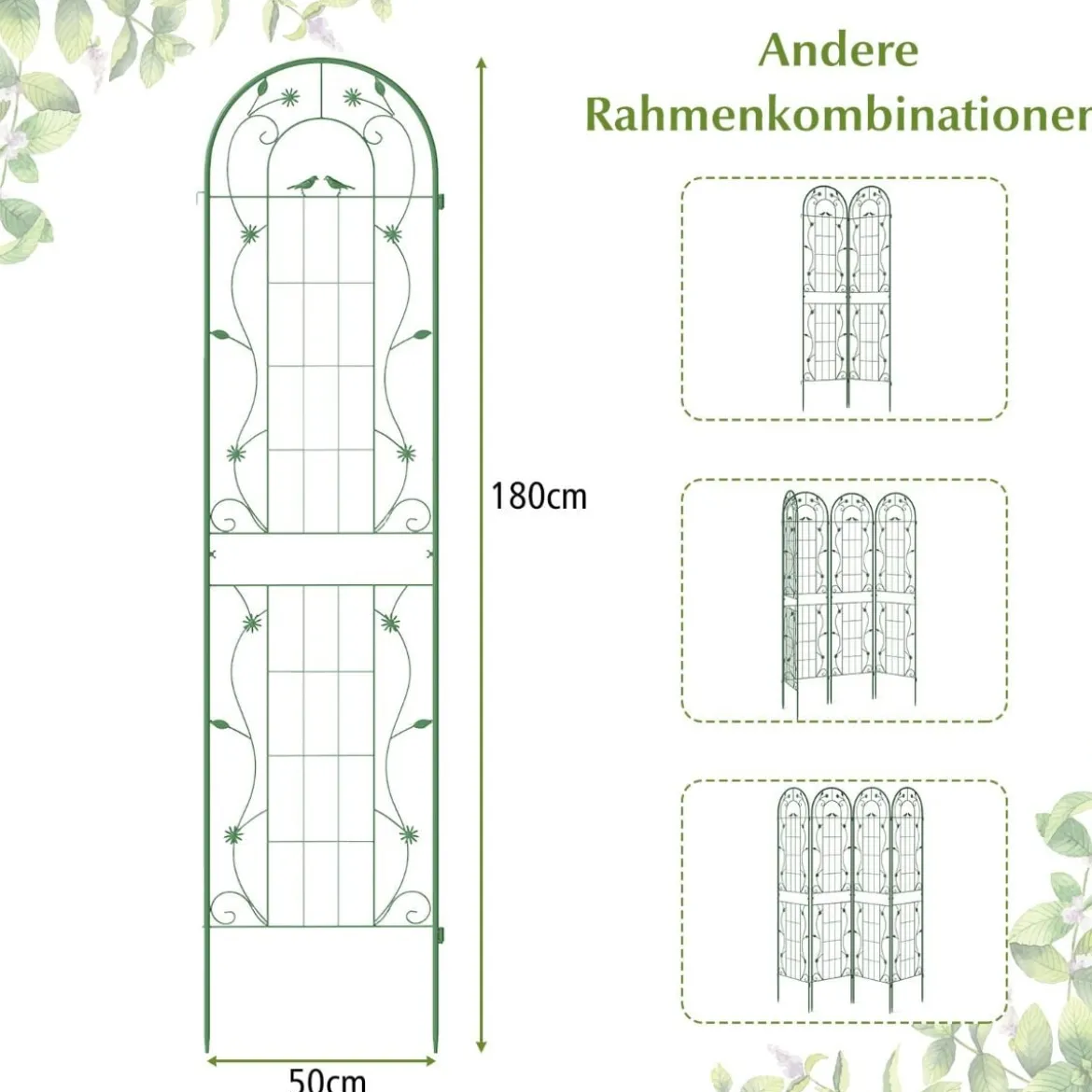 2er Set Metall Rankgitter zum Stecken Dekorativer Gartenzaun Freistehende Rankhilfe