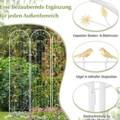 2er Set Metall Rankgitter zum Stecken Dekorativer Gartenzaun Freistehende Rankhilfe