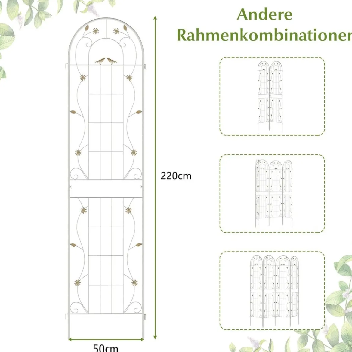 2er Set Metall Rankgitter zum Stecken Dekorativer Gartenzaun Freistehende Rankhilfe