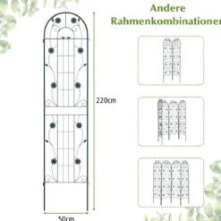 2er Set Metall Rankgitter zum Stecken Dekorativer Gartenzaun Freistehende Rankhilfe