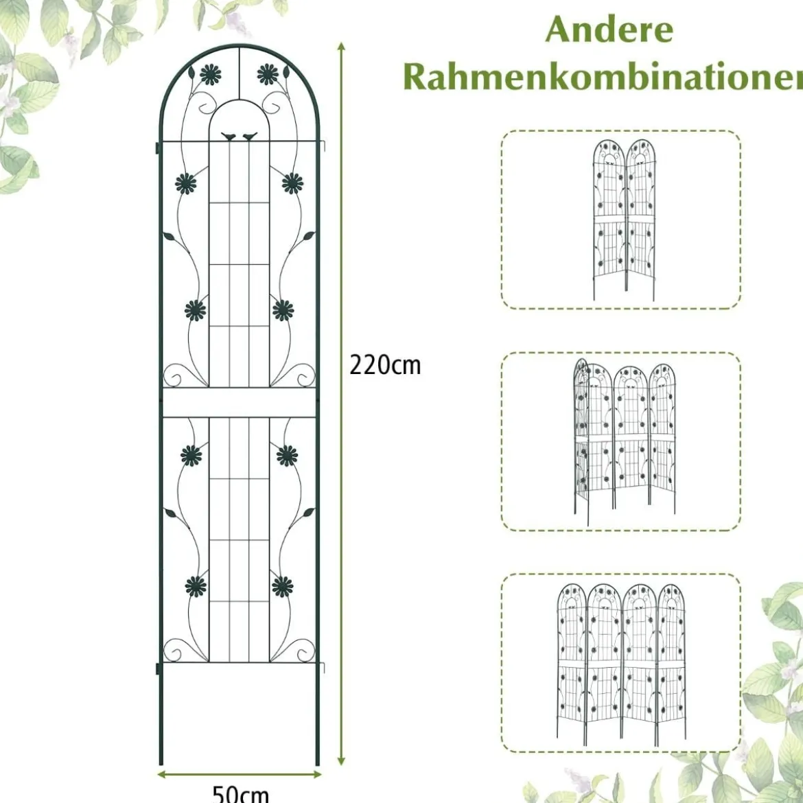 2er Set Metall Rankgitter zum Stecken Dekorativer Gartenzaun Freistehende Rankhilfe