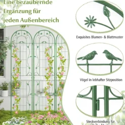2er Set Metall Rankgitter zum Stecken Dekorativer Gartenzaun Freistehende Rankhilfe