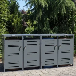 2er Set Mülltonnenbox für 2 x 120 L Mülltonne Wetterfester Gartenschuppen mit Abschließbarer Tür