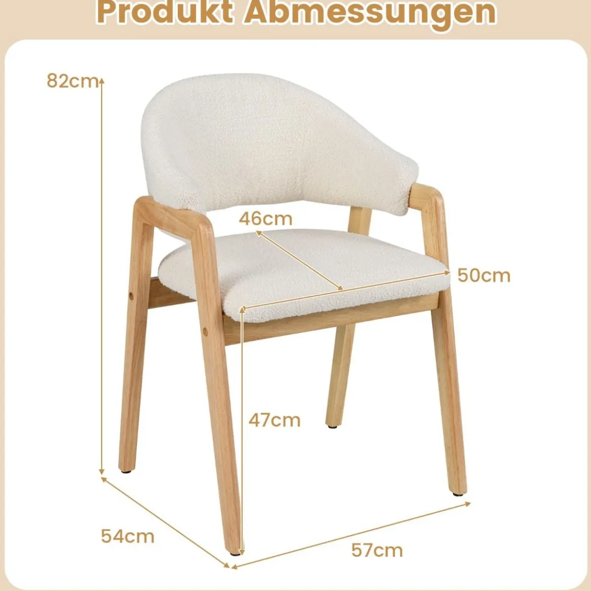 2er-Set modernes Esszimmerstühle Küchenstühle mit gepolstertem Sitz & ergonomischer Rückenlehne Weiß