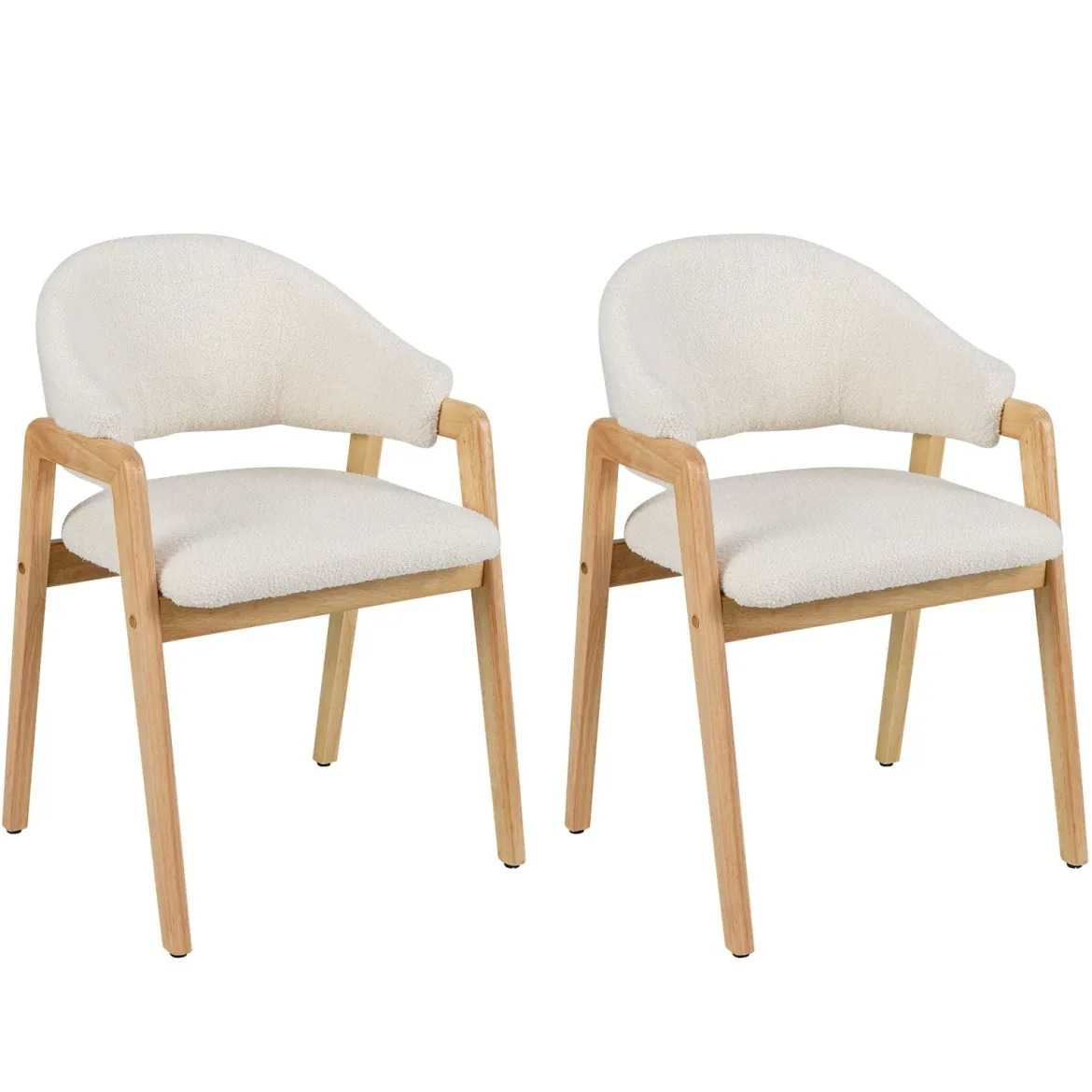 2er-Set modernes Esszimmerstühle Küchenstühle mit gepolstertem Sitz & ergonomischer Rückenlehne Weiß