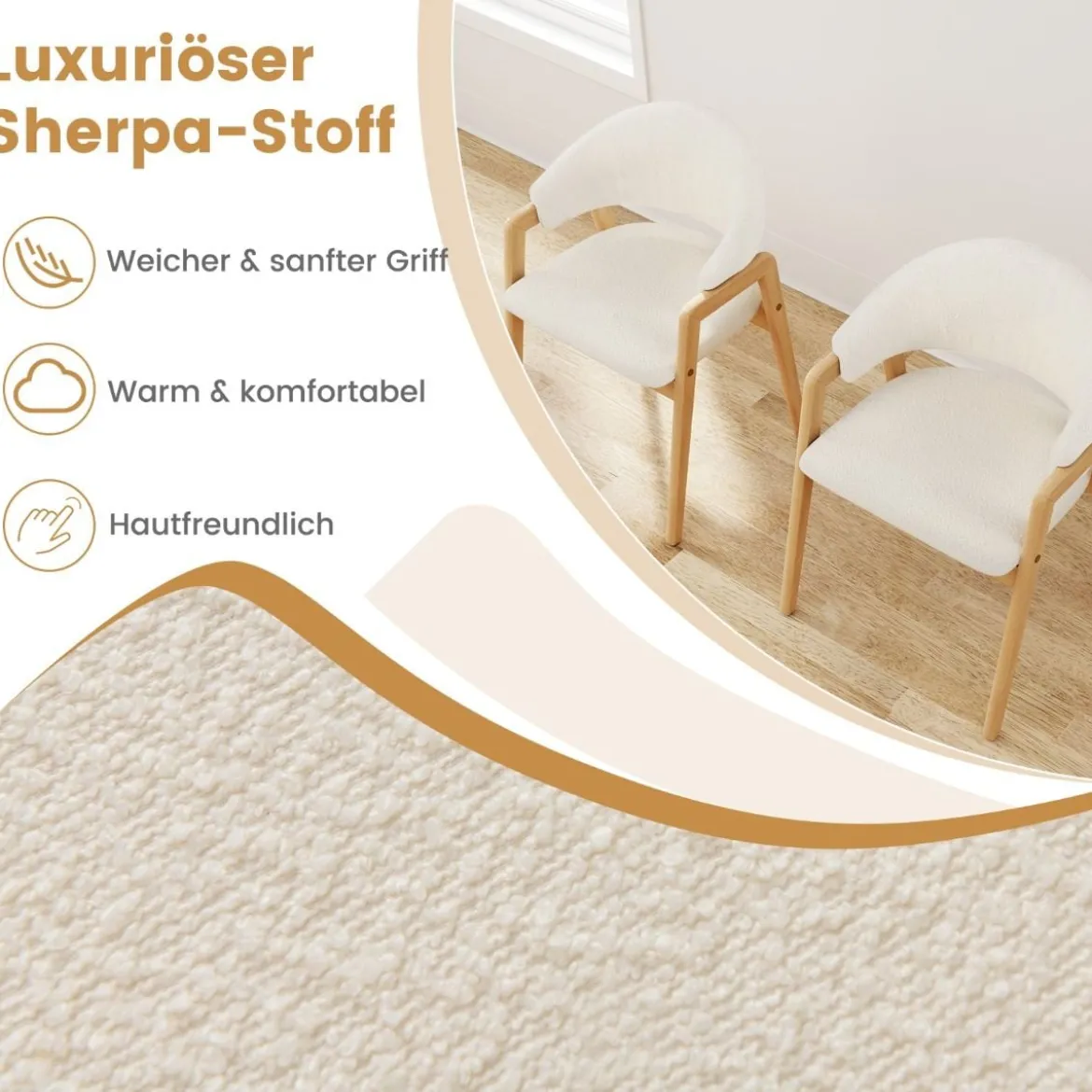2er-Set modernes Esszimmerstühle Küchenstühle mit gepolstertem Sitz & ergonomischer Rückenlehne Weiß
