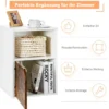 2er Set Nachttische Holz Beistelltisch mit offenem Regal & Türschrank 3 Ebenen Kaffeetisch Sofatisch Weiß